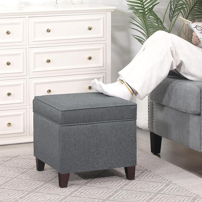 Adeco Chest and Footrest-Square Seat Storage Bench Ottoman