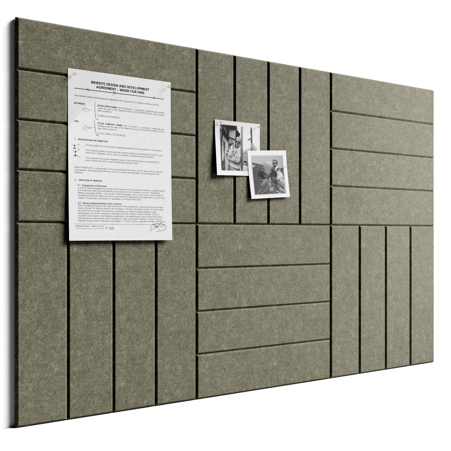 Bumusty Large Cork Board Alternative-36 x 24" Felt Bulletin Board Tiles, with 30 Pushpins, 40 Adhesive Tabs, Bold-Stripe 6-Pack, Cork Boards for Office Push Pin Board Felt Board-Earth Brown