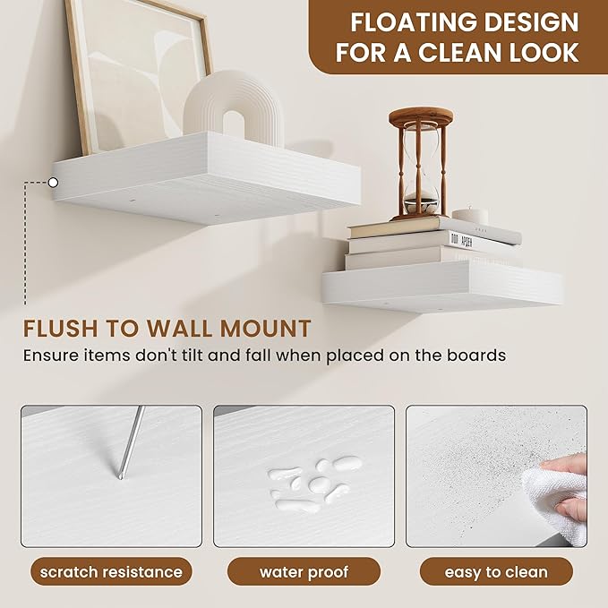 fuqing Floating Shelves for Wall, Wall Mounted Wood Floating Shelf