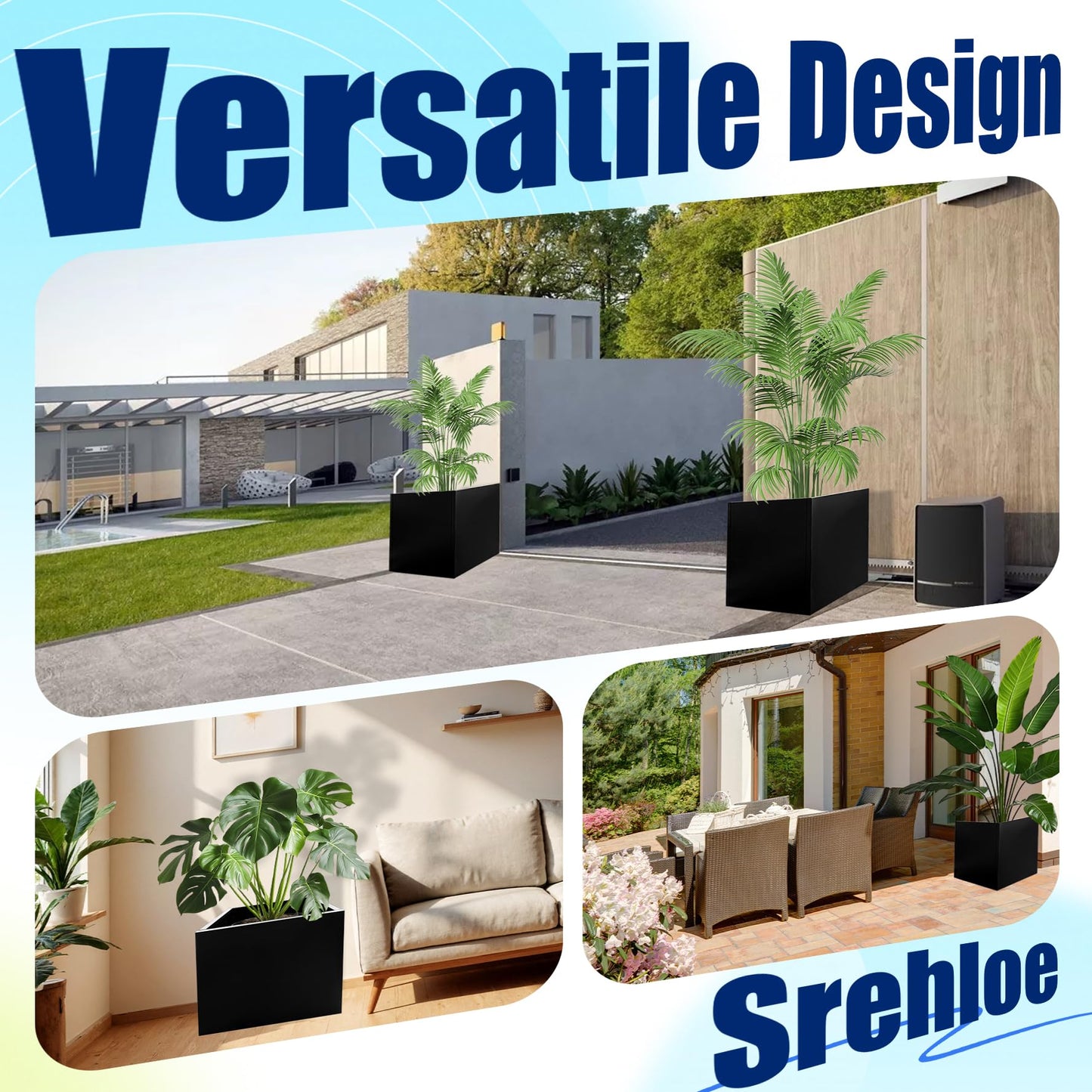 Srehloe Metal Planter Box for Outdoor Plants 20" x 20" x 20" Large Square Planter Cube Steel Heavy Duty Flower Pot with Insert Shelf and Drainage Holes Suitable for Patio Yard Garden Porch Hotel