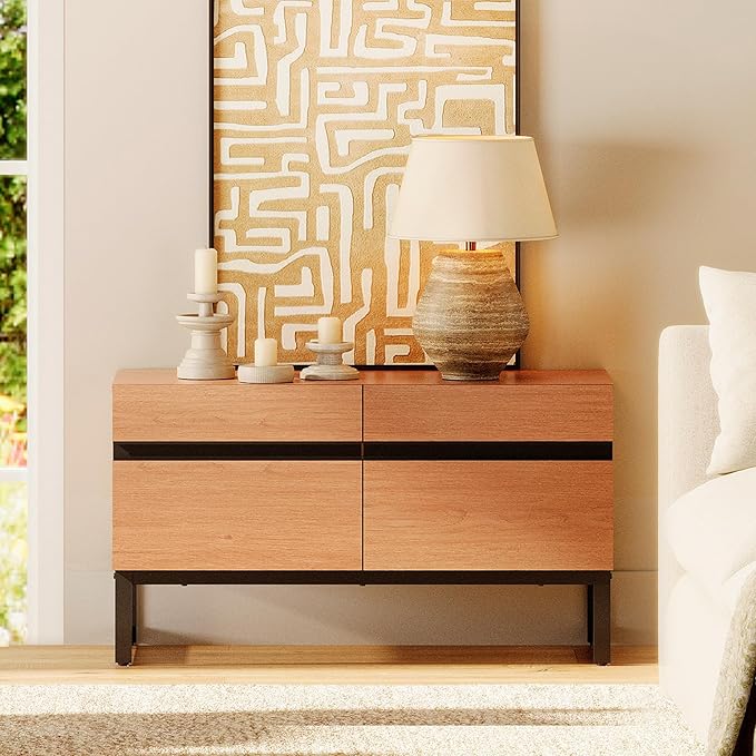 WAMPAT Modern TV Stand for 26-40 Inch TVs, Wood Entertainment Center