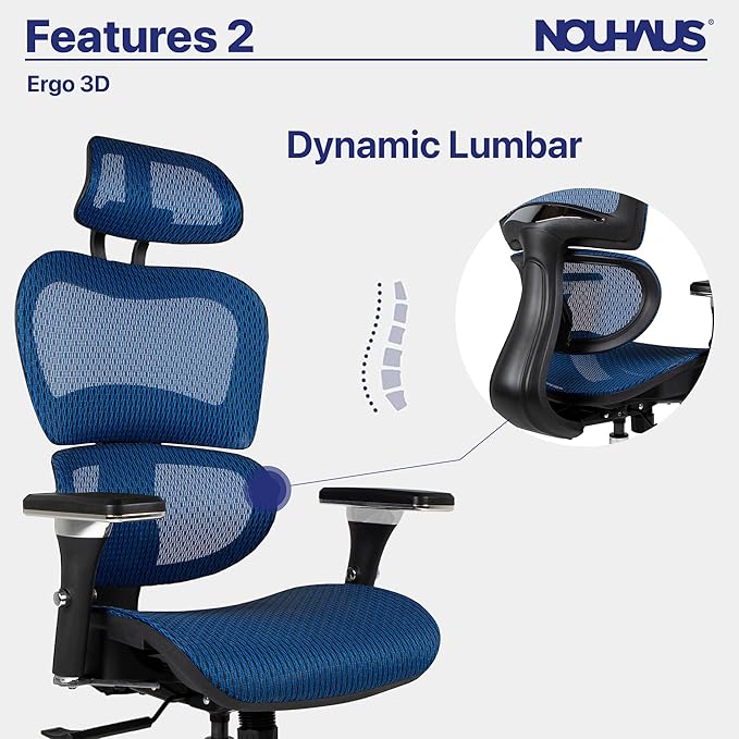 Nouhaus Ergo3D Ergonomic Office Chair Lumbar Support Mesh Office Chair