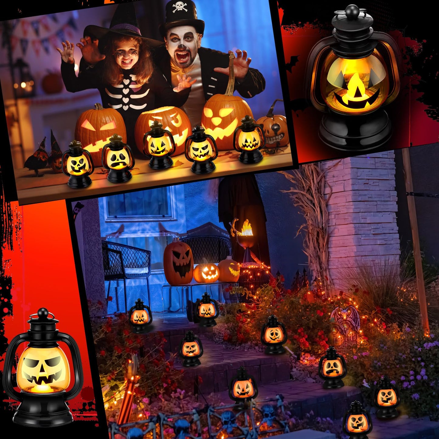ROCEEI Halloween Mini Pumpkin Lantern 3.54 Inch Jack O Lantern Table Centerpiece Halloween Hanging Decoration Bulk Light up Lamp with Flickering LED Candle for Party Decor Indoor Outdoor(24 Pcs)