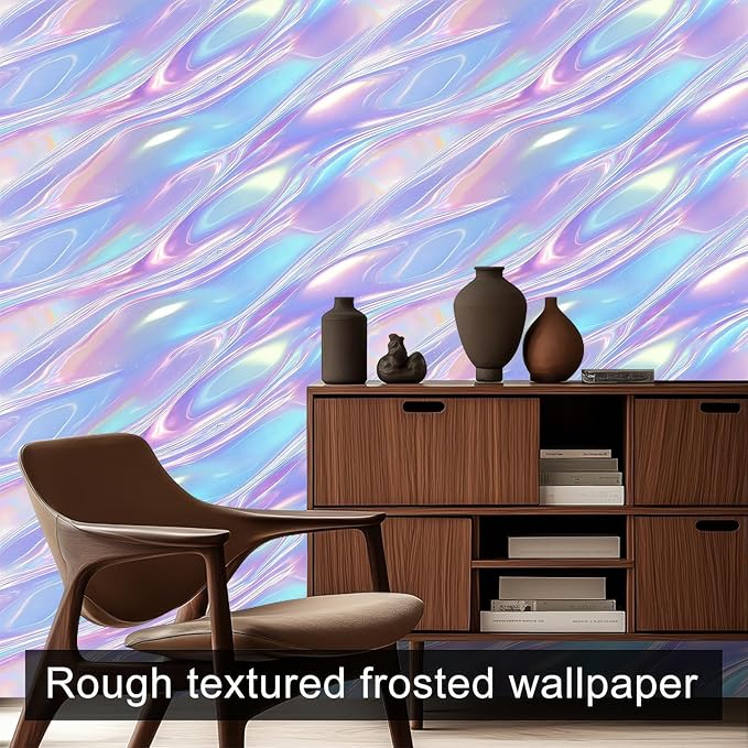 HOMETITUTE Pastel Iridescent Flow Wave Wallpaper Peel and Stick Contact Paper