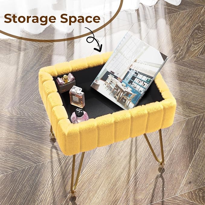 Greenstell Vanity Stool Chair Faux Fur