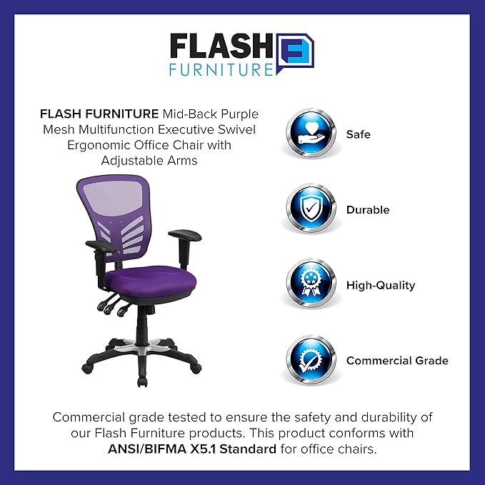 Flash Furniture Nicholas Mid-Back Swivel Office and Gaming Chair, Ergonomic