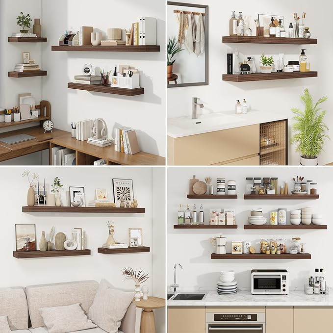 fuqing Floating Shelves for Wall, Wall Mounted Wood Floating Shelf