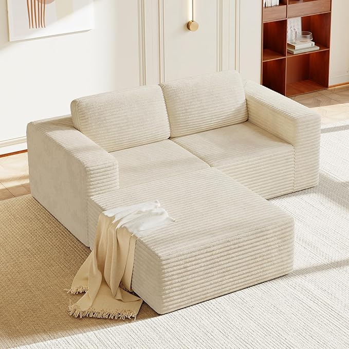 Vesgantti 80" Modular Sectional Sofa, Corduroy Cloud Couch