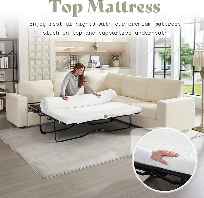 AMERLIFE 106" Oversized Sofa Bed, Sectional Sleeper Sofa