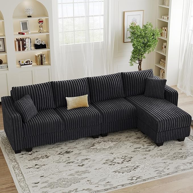 Belffin Sectional Couch with L-Shape Chaise L Shaped Couch with Ottoman