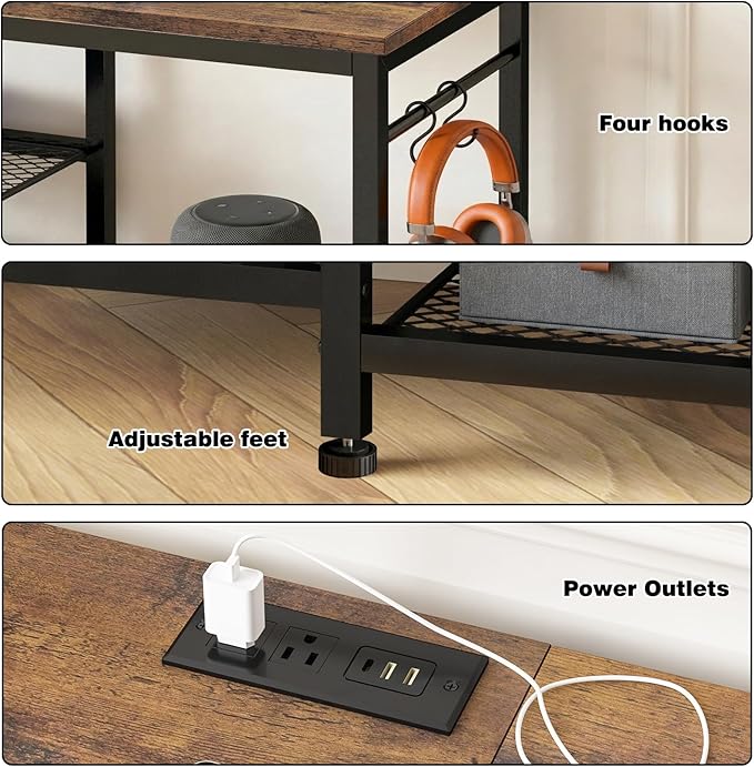 YGEOMER TV Stand for Up to 65 Inch TVs, Entertainment Center