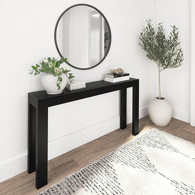 Plank+Beam Modern Solid Wood Console Table, 56 Inch, Sofa Table, Narrow