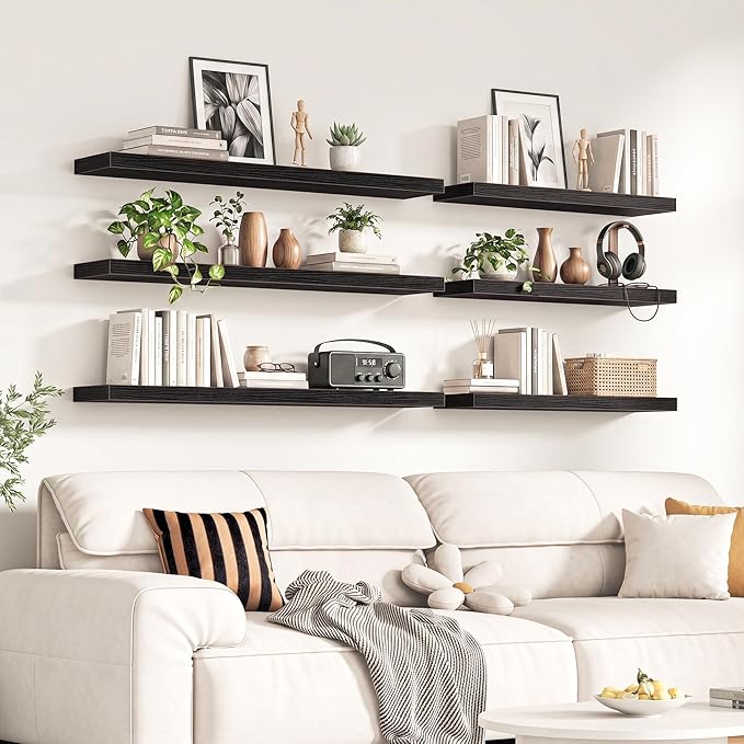Fun Memories 72Inch Long Floating Shelves, 8 Inch Deep Shelves