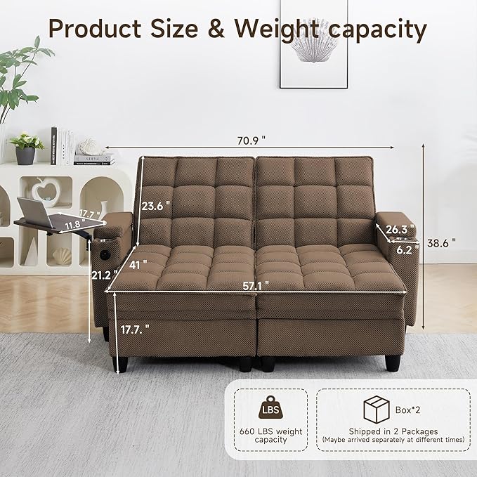 70.9" Chaise Lounge Chair Indoor, Oversized Boucle Upholstered Sofa Bed