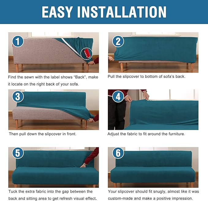 H.VERSAILTEX Real Velvet Futon Cover Armless Sofa Covers Sofa Bed Covers