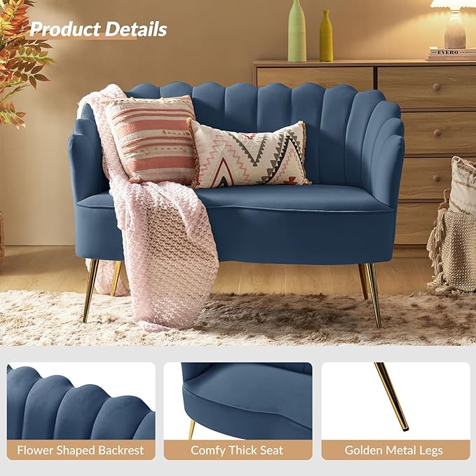 HULALA HOME Modern Velvet Loveseat Sofa