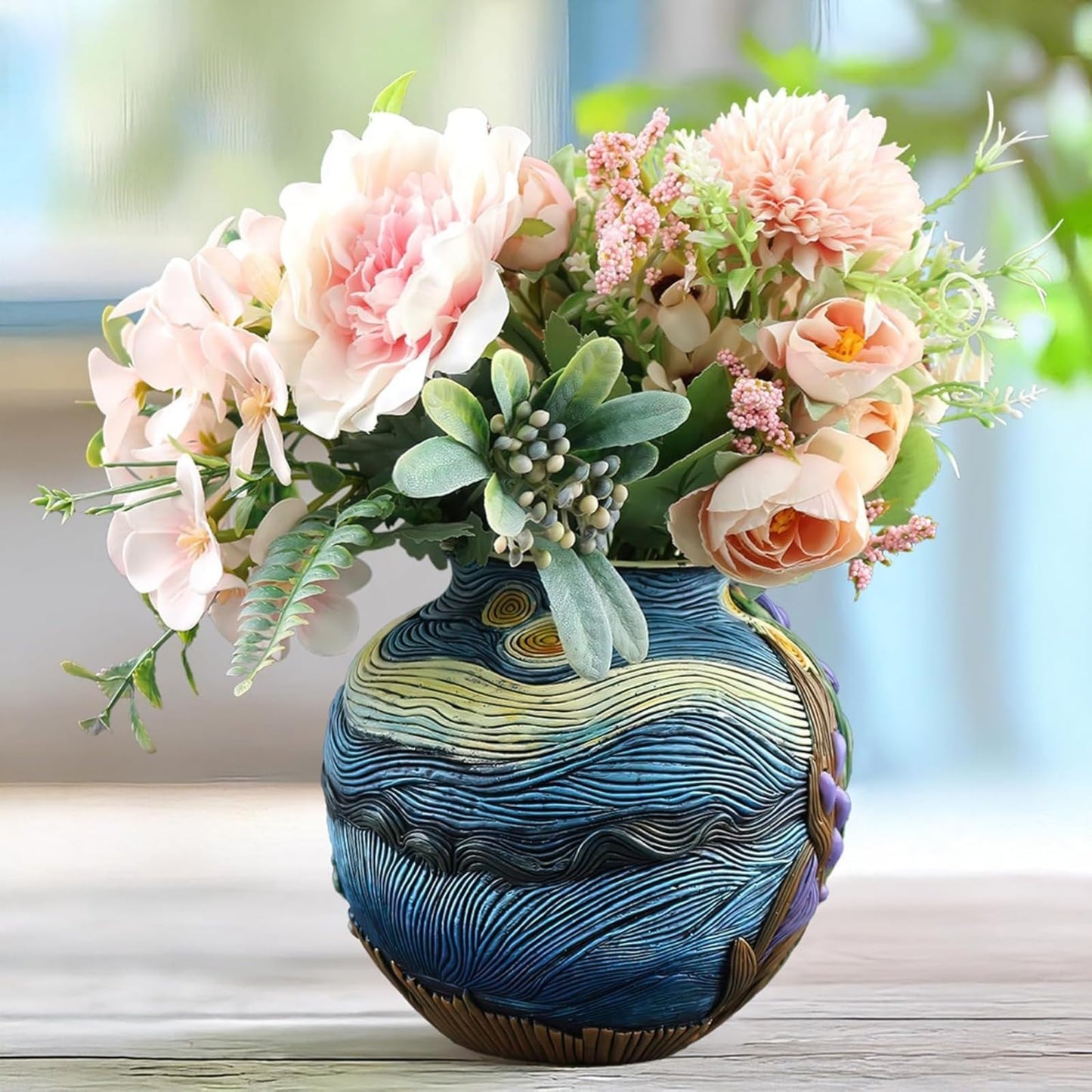 Starry Night Vase Plant Pot Unique Planters for Indoor Plants and Outdoor Plants - Unique Plant Pots and Vases for Home Decor Pot Comes with a Drainage Hole