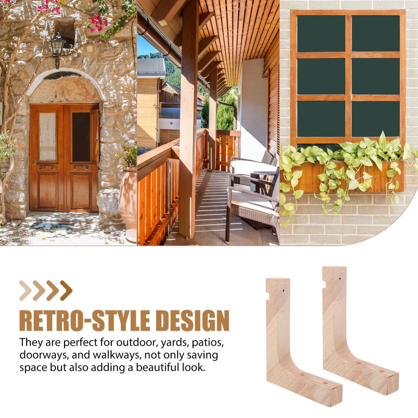 IMIKEYA Wooden Plant Hanging Hooks 2pcs Heavy-Duty Wall Plant Hanger Brackets for Indoor and Outdoor Use Natural Wood Color