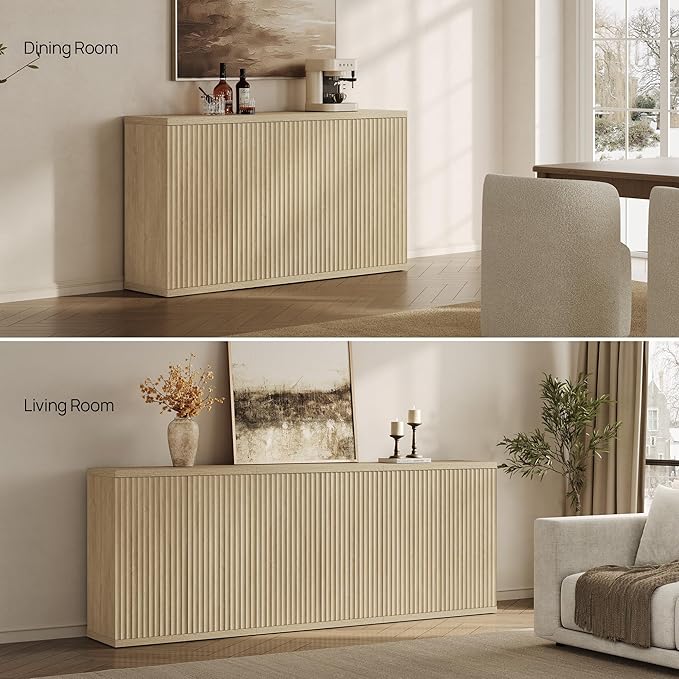 SICOTAS Buffet Cabinet with Storage Accent Sideboard Modern Credenza with Doors