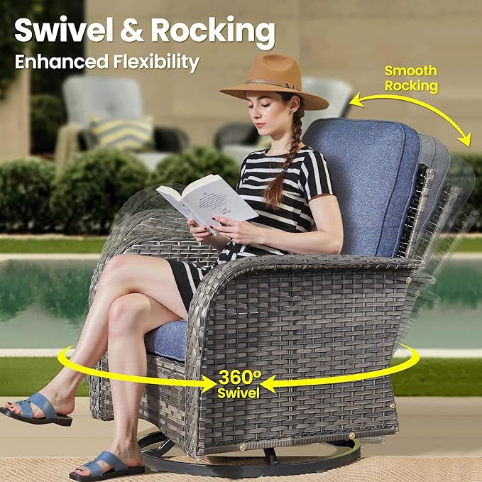 ovios 3-Piece Patio Furniture Set, Outdoor Wicker Sofa