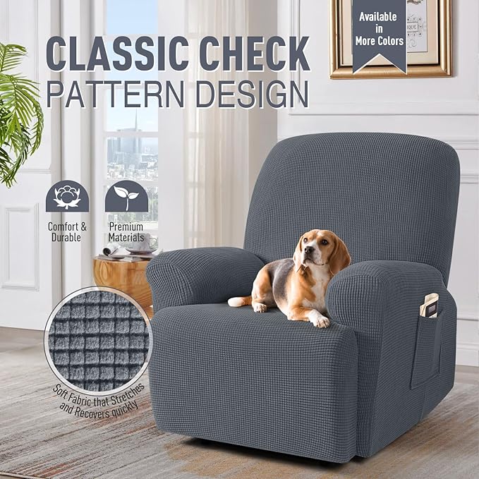 TAOCOCO Recliner Cover 4-Pieces, Recliner Stretch Sofa Slipcover, Recliner