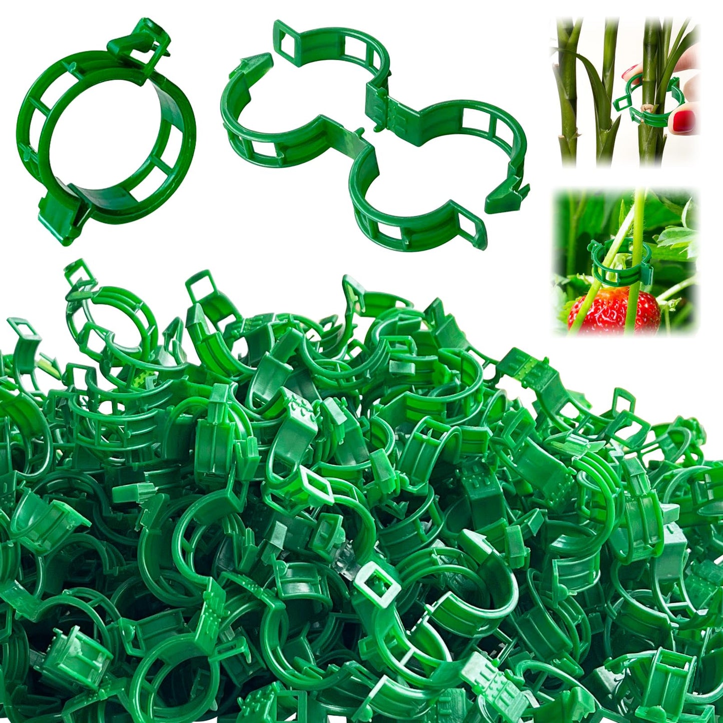 OJYUDD 400 Pcs Tomato Clips,Plastic Vine Clips,Plant Support Clips for Gardening,Climbing Plants,Tomato,Vegetables(Green)