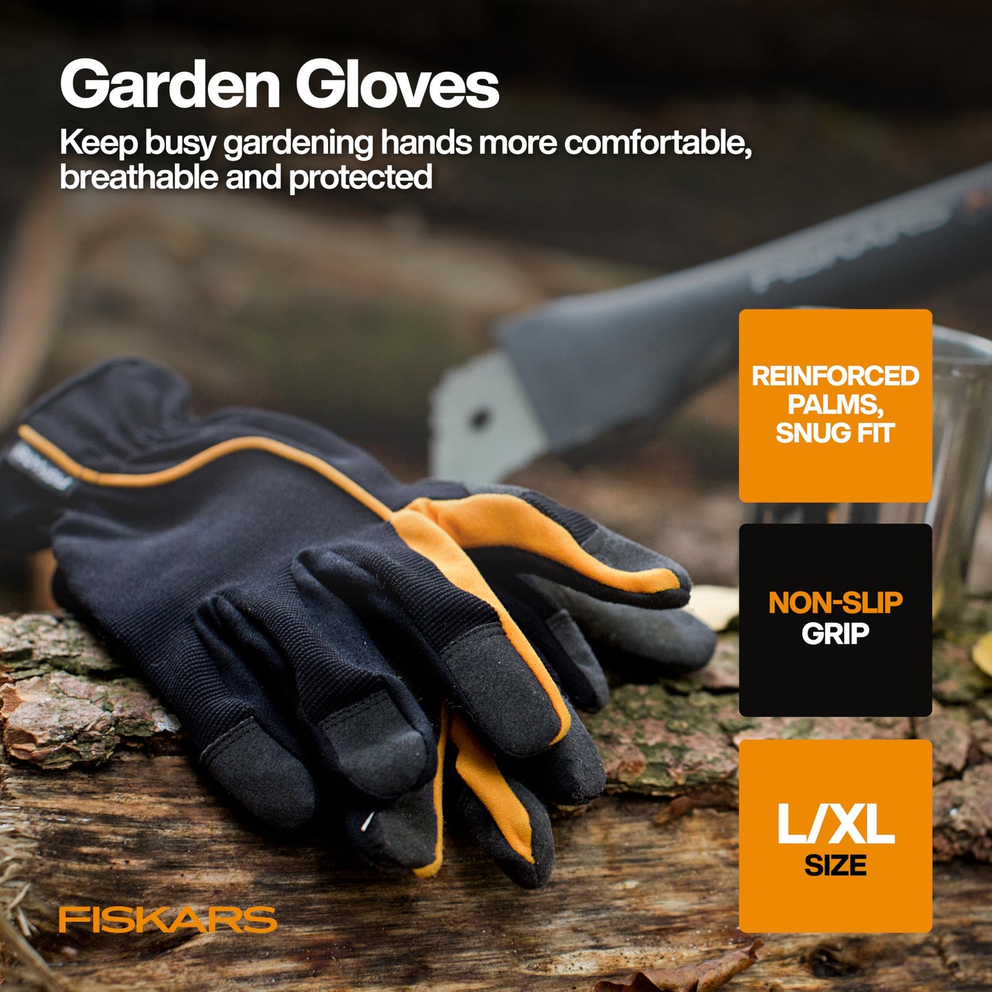 Fiskars 5-Piece Flower Gardening Essentials Set, Floral Pruner, Trowel, Cultivator, Gloves & Kneeling Cushion, Easy Action Bypass Blade with Wire Cutter & Stem Stripper, Lightweight Rustproof