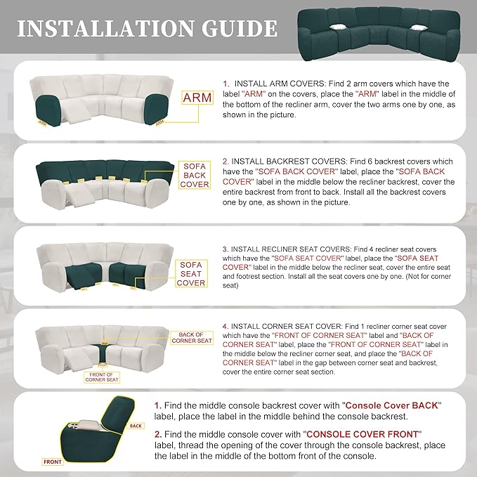 100% Waterproof Sectional Recliner Couch Covers