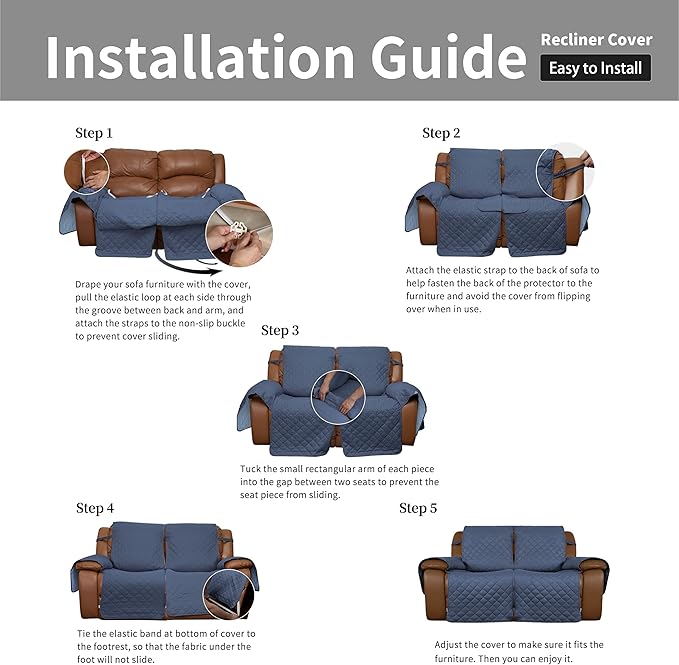 Easy-Going Loveseat Recliner Cover, Reversible Couch Cover