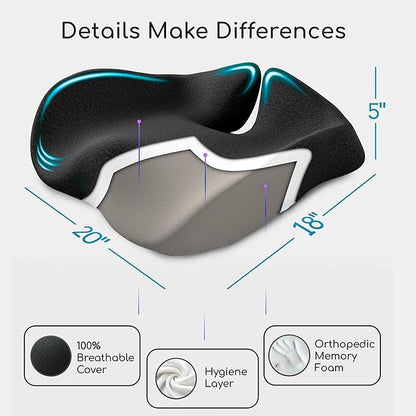 X Large Seat Cushions for Office Chairs, Car & Truck. Gaming Chair Seat Cushion and Sciatica Pain Relief Pillow for Back Pain. Orthopedic Coccyx Cushion for Tailbone Pain Relief (Original Black)