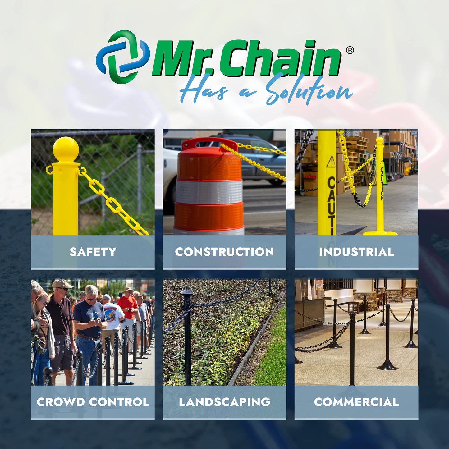 Mr. Chain Plastic Barrier Chain, Khaki Gold, 1.5-Inch Link Diameter, 25-Foot Length (30007-25)