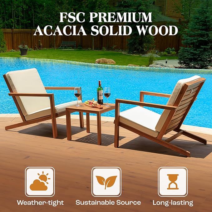 IDZO Natural 3-Piece Patio Bistro Sets
