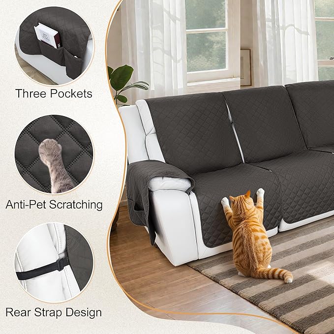 HDCAXKJ 100% Waterproof Reclining Sectional Couch Covers L Shape Recliner Sofa