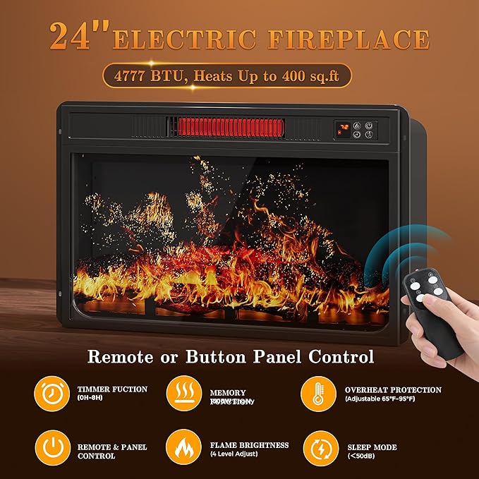 Jocoevol Fireplace TV Stand for TVs up to 65", Electric Fireplace