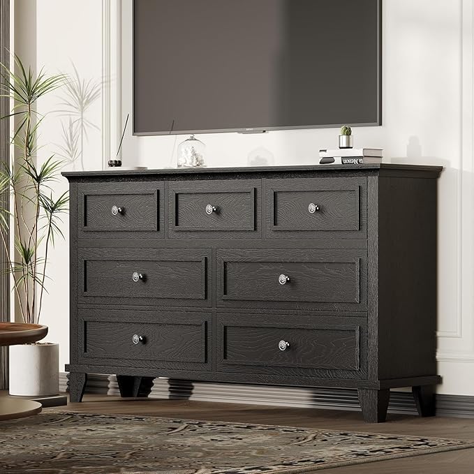 IDEALHOUSE 7 Drawer Dresser, Large Wooden Storage Chest of Drawers
