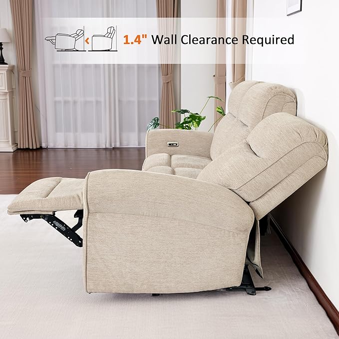 MCombo 87.8" Wall Hugger Power Reclining Sofa, 3-Seat Triple Recliner Couch