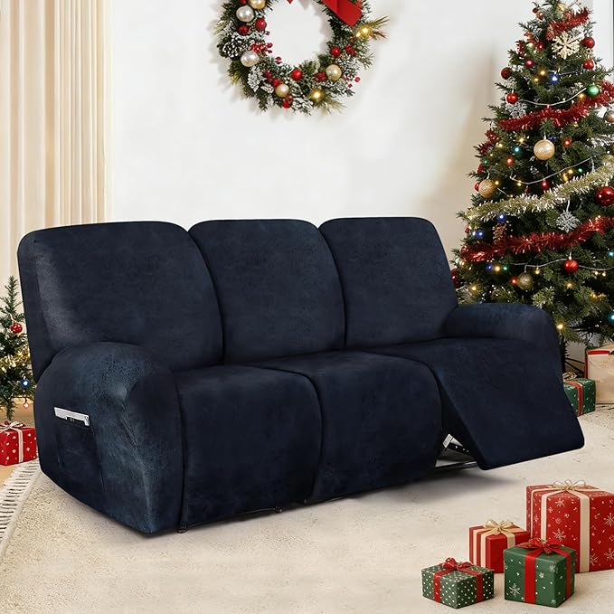 ANARACHON Leather Look Recliner Couch Cover, 8-Pieces Stretch Recliner Sofa
