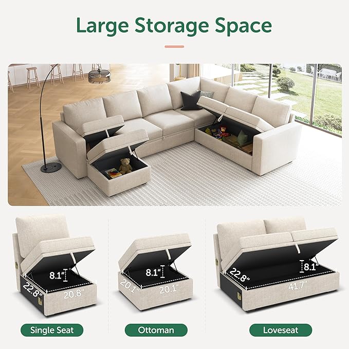 HONBAY Modular Sectional Sleeper Sofa