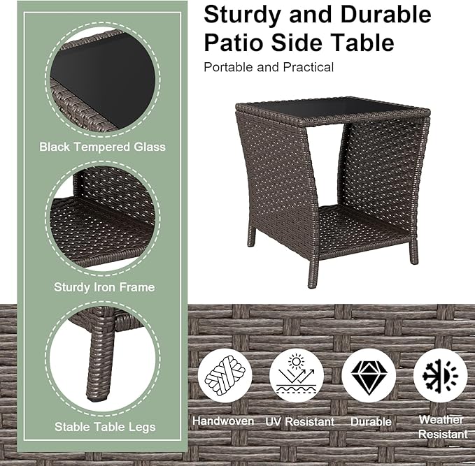 kinbor Outdoor Wicker Side Table