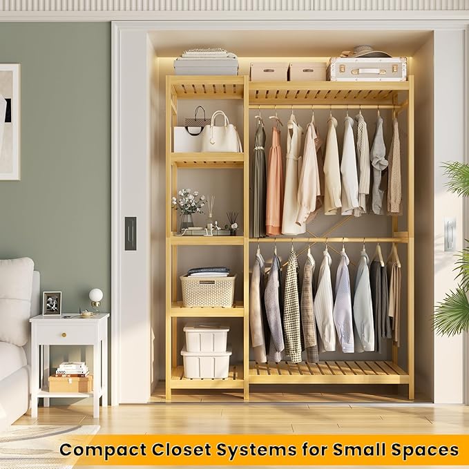 Homykic Bamboo Clothes Rack Garment Rack
