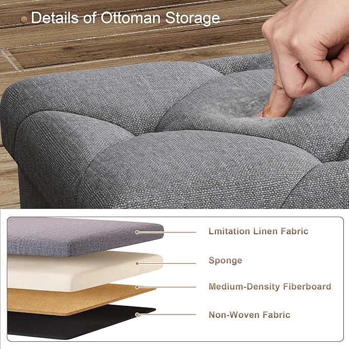 30 inch Storage Ottoman Bench, 30 inch Folding Storage Bench Ottoman,