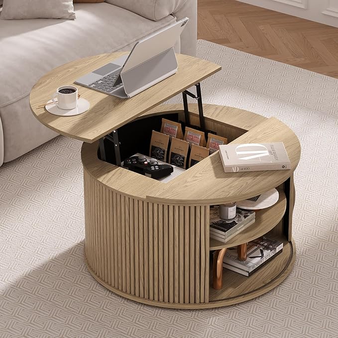 SULIVES Round Coffee Table