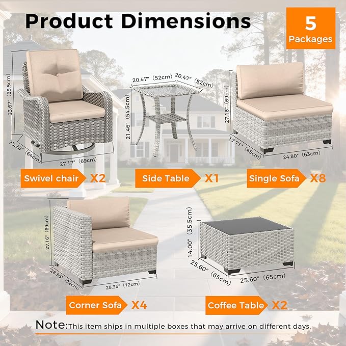 14-Seat Modern Patio Furniture Set
