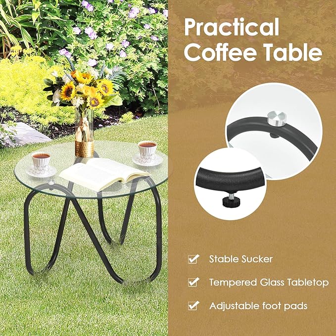 Tangkula 3 Piece Patio Rattan Furniture Set, Includes 2 Single Wicker Chairs