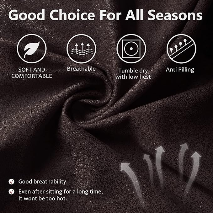 ANARACHON Leather Look Recliner Chair Covers Stay in Place 4-Piece Recliner