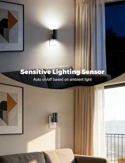 fesnne Night Light, 2-Pack Dimmable Plug-in Night Light with Auto On/Off & 90°Rotatable Plug, 0-100LM Adjustable Brightness,1W Ultra Low Energy for Bedroom, Hallway, Bathroom, Kids Room, White