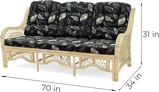 Malibu Lounge Set of 4: 2 Natural Rattan Wicker Chairs, Three-Seater Sofa and