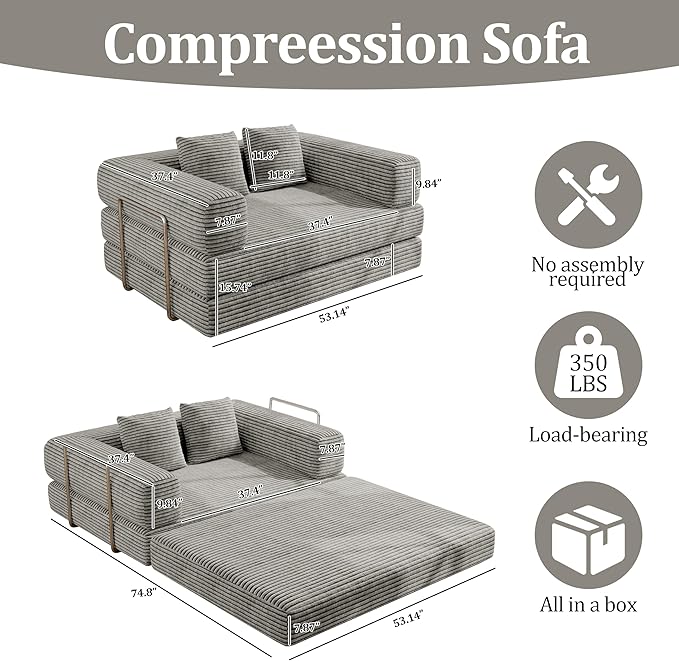 BSHOMGI 4 in 1 Futon Sofa Bed Queen Size