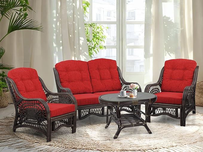 Malibu Lounge Loveseat Sofa Natural Rattan Wicker Handmade Design