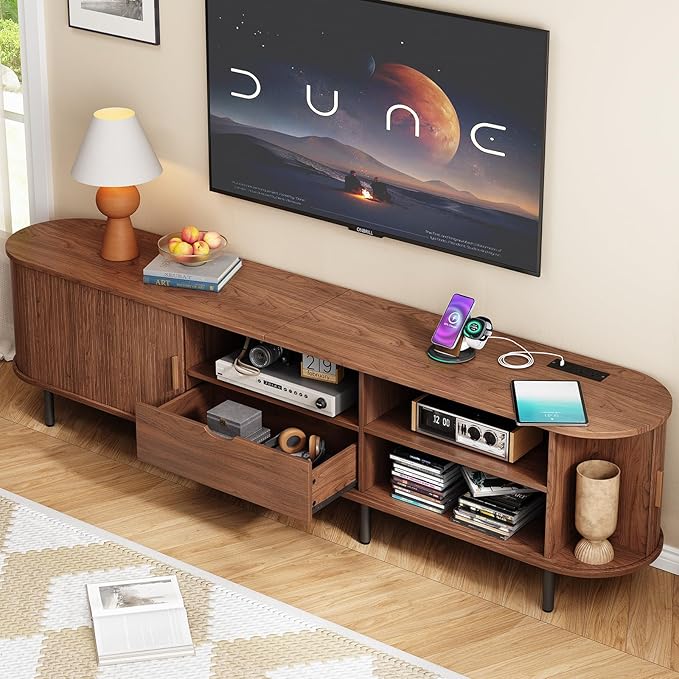 ONBRILL 86.6" TV Stand with Power Outlet